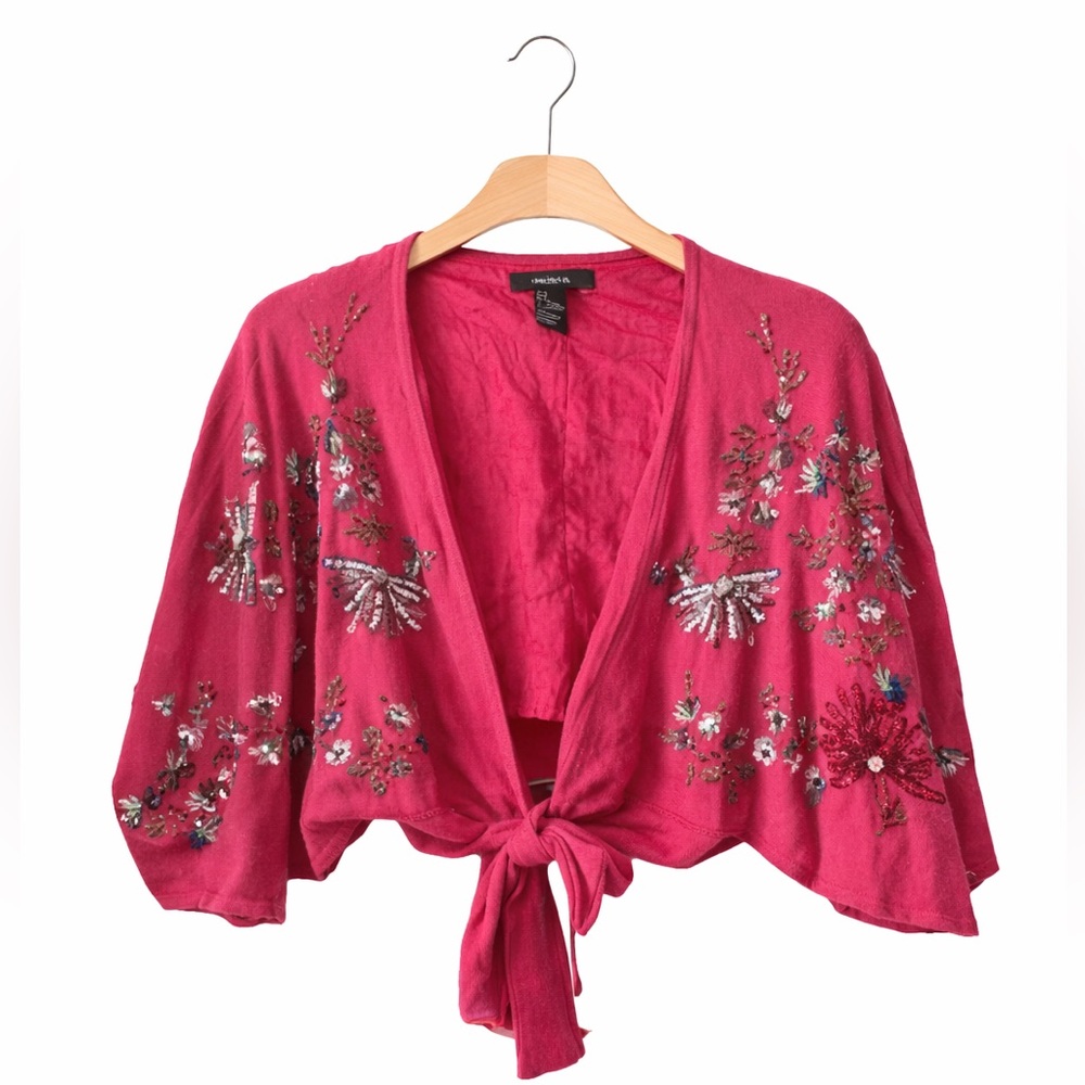 Arden B. Bolero Tie Sweater Kimono Sleeve Small Festival Romantic Feminine Y2K